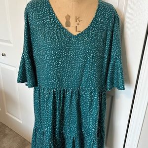 Green with White Polka Dots - Casual Dress - XL